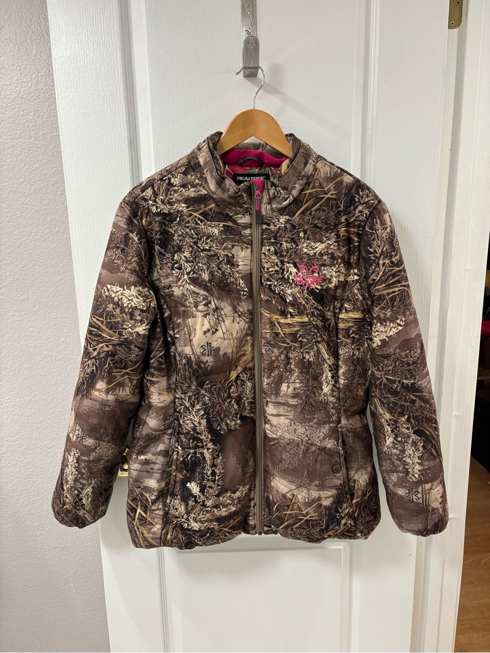 Realtree Max-1 XT Full Zip Camo Pink Trim Warm Puffer Jacket Hunting Camping XXL